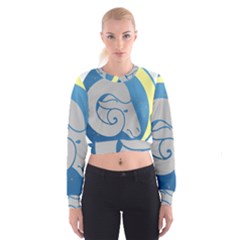 Ram Zodiac Sign Zodiac Moon Star Cropped Sweatshirt by Sudhe