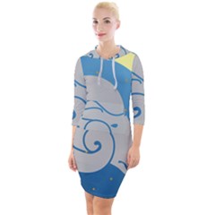 Ram Zodiac Sign Zodiac Moon Star Quarter Sleeve Hood Bodycon Dress