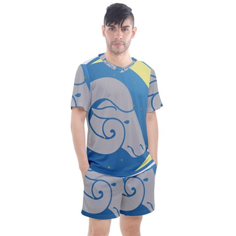 Ram Zodiac Sign Zodiac Moon Star Men s Mesh Tee And Shorts Set by Sudhe