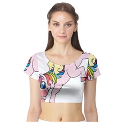 Unicorn Arociris Raimbow Magic Short Sleeve Crop Top by Sudhe