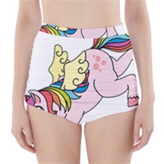 Unicorn Arociris Raimbow Magic High-waisted Bikini Bottoms by Sudhe