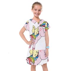 Unicorn Arociris Raimbow Magic Kids  Drop Waist Dress by Sudhe