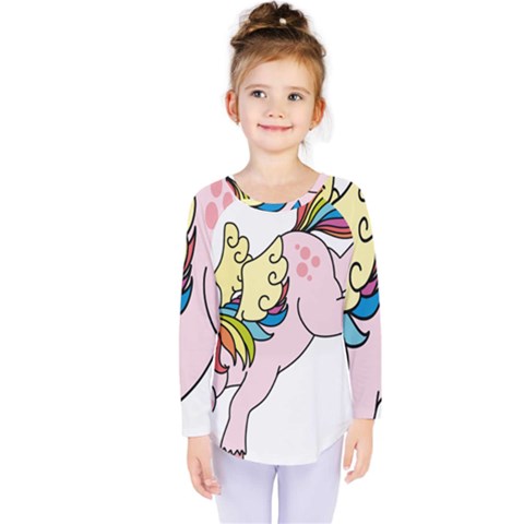 Unicorn Arociris Raimbow Magic Kids  Long Sleeve Tee by Sudhe