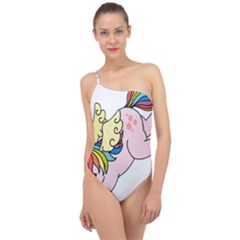 Unicorn Arociris Raimbow Magic Classic One Shoulder Swimsuit by Sudhe