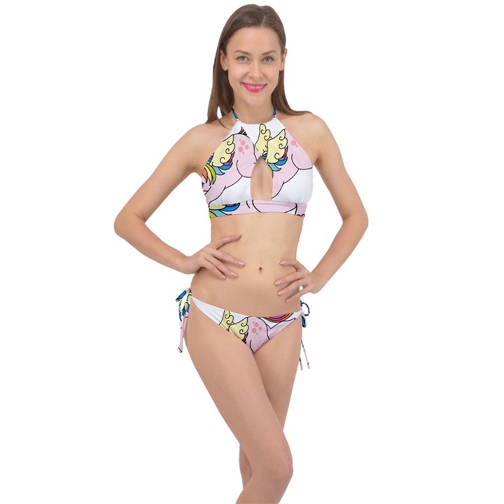 Unicorn Arociris Raimbow Magic Cross Front Halter Bikini Set