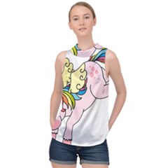 Unicorn Arociris Raimbow Magic High Neck Satin Top