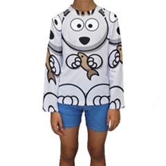 Bear Polar Bear Arctic Fish Mammal Kids  Long Sleeve Swimwear by Sudhe