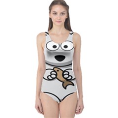 Bear Polar Bear Arctic Fish Mammal One Piece Swimsuit by Sudhe