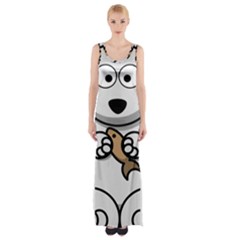 Bear Polar Bear Arctic Fish Mammal Maxi Thigh Split Dress by Sudhe