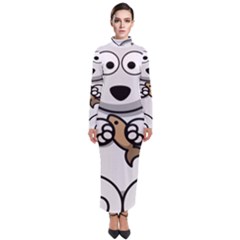 Bear Polar Bear Arctic Fish Mammal Turtleneck Maxi Dress by Sudhe