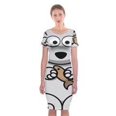 Bear Polar Bear Arctic Fish Mammal Classic Short Sleeve Midi Dress