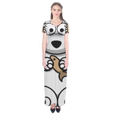 Bear Polar Bear Arctic Fish Mammal Short Sleeve Maxi Dress by Sudhe