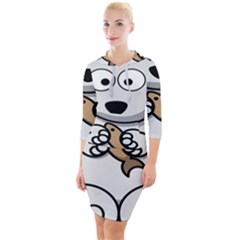 Bear Polar Bear Arctic Fish Mammal Quarter Sleeve Hood Bodycon Dress