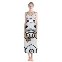 Bear Polar Bear Arctic Fish Mammal Button Up Chiffon Maxi Dress