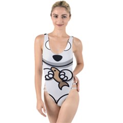 Bear Polar Bear Arctic Fish Mammal High Leg Strappy Swimsuit by Sudhe