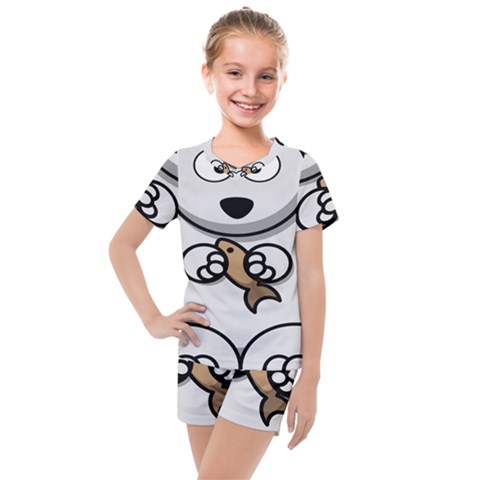 Bear Polar Bear Arctic Fish Mammal Kids  Mesh Tee And Shorts Set by Sudhe