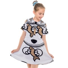 Bear Polar Bear Arctic Fish Mammal Kids  Short Sleeve Shirt Dress by Sudhe