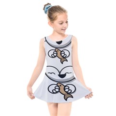 Bear Polar Bear Arctic Fish Mammal Kids  Skater Dress Swimsuit