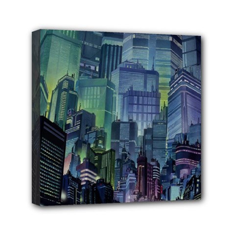 City Night Landmark Mini Canvas 6  X 6  (stretched) by Sudhe