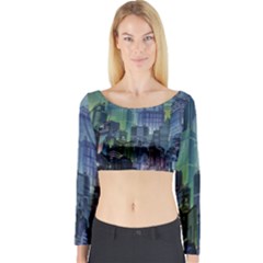 City Night Landmark Long Sleeve Crop Top by Sudhe