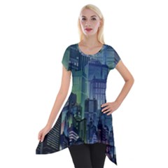 City Night Landmark Short Sleeve Side Drop Tunic by Sudhe