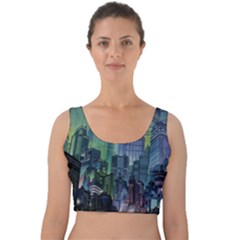 City Night Landmark Velvet Crop Top by Sudhe