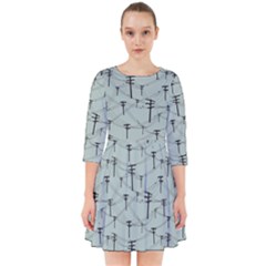 Telephone Lines Repeating Pattern Smock Dress