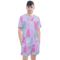 Geometric Pattern Design Pastels Men s Mesh Tee And Shorts Set