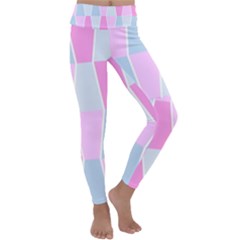 Geometric Pattern Design Pastels Kids  Lightweight Velour Classic Yoga Leggings