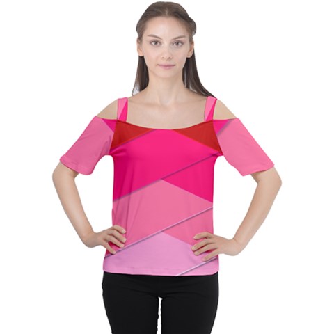 Geometric Shapes Magenta Pink Rose Cutout Shoulder Tee by Sudhe