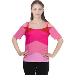 Geometric Shapes Magenta Pink Rose Cutout Shoulder Tee