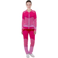 Geometric Shapes Magenta Pink Rose Casual Jacket And Pants Set