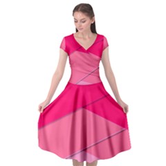 Geometric Shapes Magenta Pink Rose Cap Sleeve Wrap Front Dress by Sudhe