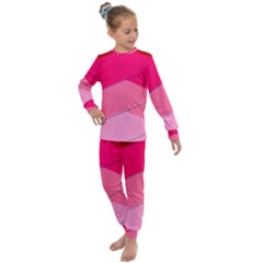 Geometric Shapes Magenta Pink Rose Kids  Long Sleeve Set 