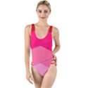 Geometric Shapes Magenta Pink Rose High Leg Strappy Swimsuit View1