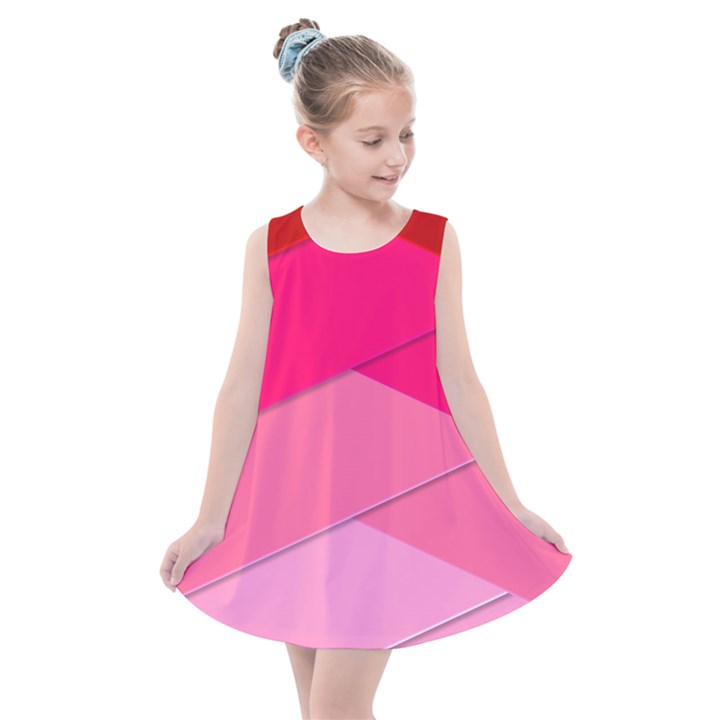 Geometric Shapes Magenta Pink Rose Kids  Summer Dress