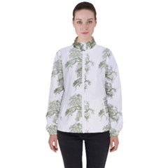 Trees Tile Horizonal High Neck Windbreaker (women) by Sudhe