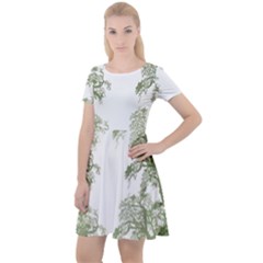 Trees Tile Horizonal Cap Sleeve Velour Dress 