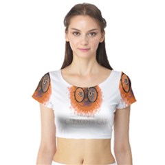 Cat Smart Design Pet Cute Animal Short Sleeve Crop Top by Sudhe