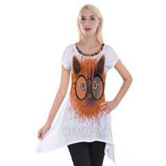 Cat Smart Design Pet Cute Animal Short Sleeve Side Drop Tunic by Sudhe