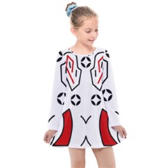 Traditional Art Torajan Pattern Kids  Long Sleeve Dress