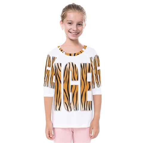 Tiger Bstract Animal Art Pattern Skin Kids  Quarter Sleeve Raglan Tee by Sudhe