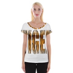 Tiger Bstract Animal Art Pattern Skin Cap Sleeve Top by Sudhe