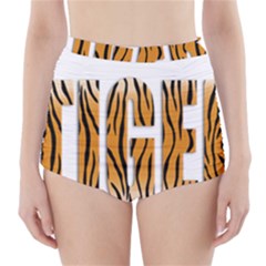 Tiger Bstract Animal Art Pattern Skin High-waisted Bikini Bottoms by Sudhe