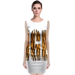 Tiger Bstract Animal Art Pattern Skin Sleeveless Velvet Midi Dress by Sudhe