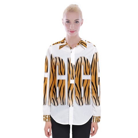 Tiger Bstract Animal Art Pattern Skin Womens Long Sleeve Shirt by Sudhe