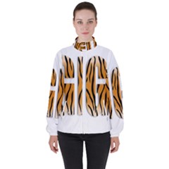 Tiger Bstract Animal Art Pattern Skin High Neck Windbreaker (women) by Sudhe