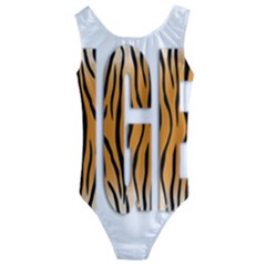 Tiger Bstract Animal Art Pattern Skin Kids  Cut-out Back One Piece Swimsuit by Sudhe