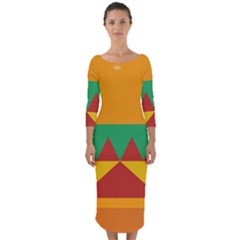 Burger Bread Food Cheese Vegetable Quarter Sleeve Midi Bodycon Dress by Sudhe