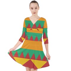 Burger Bread Food Cheese Vegetable Quarter Sleeve Front Wrap Dress by Sudhe